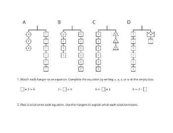 Preview of Hanger Diagram Practice for Solving Equations