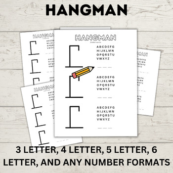 Printable Hangman Game | Hangman Printable PDF | Instant Download | KID3