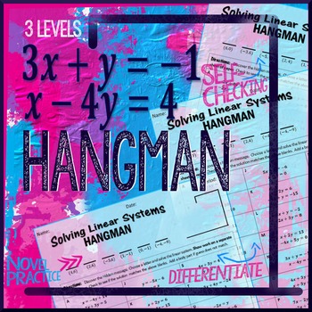 Preview of Linear Systems Hangman - Solving Systems of Linear Equations Practice