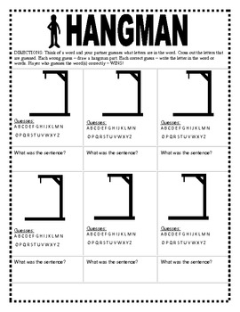 Hangman WORD Game Templates (Centers)  Hangman words, Fun word work  activities, Word games