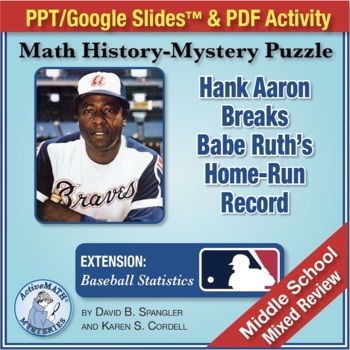 Preview of Hank Aaron & Baseball Records | Middle School Math Review Activity & Slides