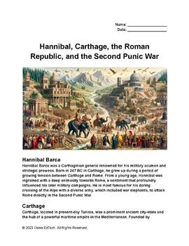 Preview of Hannibal, Carthage, the Roman Republic, and the Second Punic War Worksheet