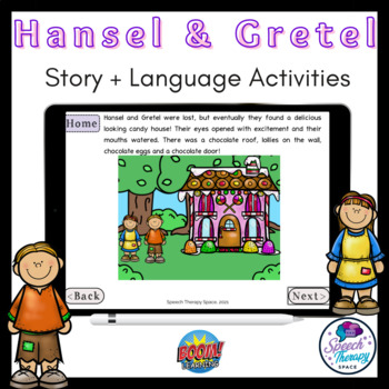 Preview of Hansel and Gretel Story + Language Activities BOOM CARDS, Digital learning