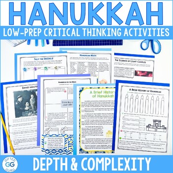 Preview of Hanukkah Activities Depth and Complexity Passages + Math Winter Holidays