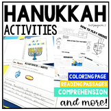 Hanukkah Activities Writing Craft Worksheets Reading Compr