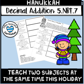 Preview of Hanukkah Math Add and Subtract Decimals Enrichment