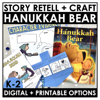 Preview of Hanukkah Bear Read Aloud Digital + Printable Google Slides™ | Retell Craft