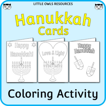 Preview of Hanukkah / Chanukah Card Templates - Coloring Activity