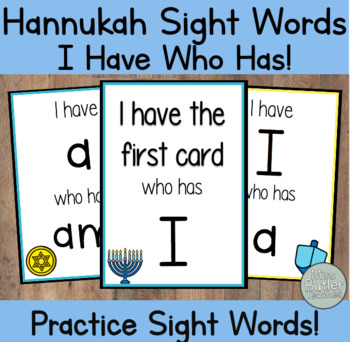 Preview of Hanukkah (Chanukah) Sight Words I Have Who Has Game Kindergarten, VPK, 1st Grade