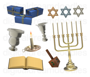 Hanukkah Clipart - Jewish Holiday Digital PNG Graphics by ...