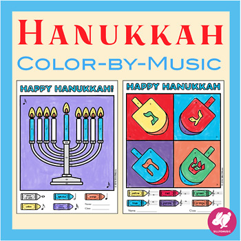 Preview of Hanukkah Color-By-Music Note Worksheet