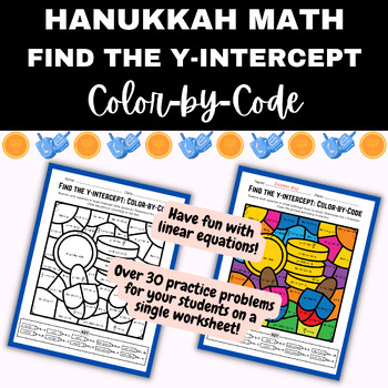 Preview of Hanukkah Color by Code Math: Finding Y-INTERCEPT from a linear equation