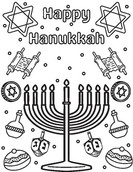 Hanukkah Coloring Page by Miss Bees Activities | TPT