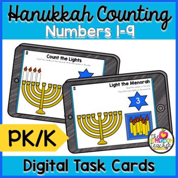 Preview of Hanukkah Counting Math Activities Google Slides for One-to-One Correspondence