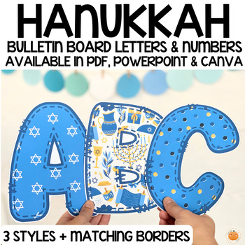 Preview of Hanukkah Decor Letters for Bulletin Board Titles / Classroom Decor Door Decor