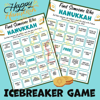 Preview of Hanukkah Find Someone bingo Who Game bear craft Activity Icebreaker middle 5th