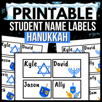 Preview of Hanukkah /Jewish Holiday Student Name Labels → PRINTABLE Classroom Tags / Cards