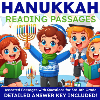 Preview of Hanukkah (Chanukah) Reading Comprehensions (3rd-8th Grade) w/ Answer Keys