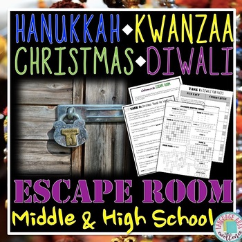 Preview of Hanukkah Kwanzaa Christmas Diwali ESCAPE ROOM