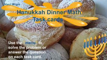 Preview of Hanukkah Math Task Cards - Hanukkah Digital Math Activity