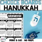 Hanukkah Menus - Choice Boards and Activities- 3rd - 5th Grade