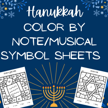 Preview of Hanukkah Music Coloring Pages- Color by Note/Treble Clef/Musical Symbol