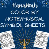Hanukkah Music Coloring Pages- Color by Note/Treble Clef/M
