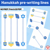 Hanukkah Prewriting worksheets OT Trace/copy Horizontal,Ve