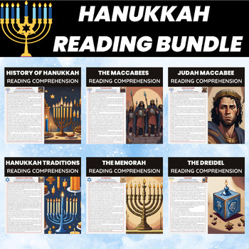 Preview of Hanukkah Reading Comprehension Bundle | Hanukkah History and Traditions