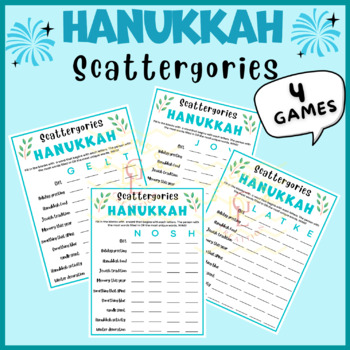 Preview of Hanukkah Scattergories word game worksheet christmas writing middle 4th 5th 6th