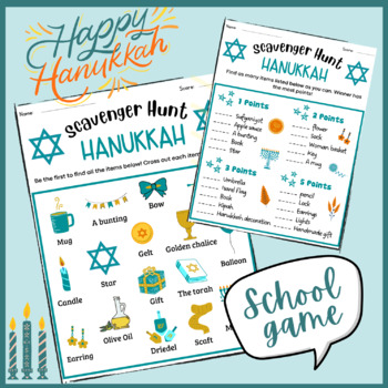 Preview of Hanukkah Scavenger Hunt Chanukah Trivia Christmas Informational Reading primary