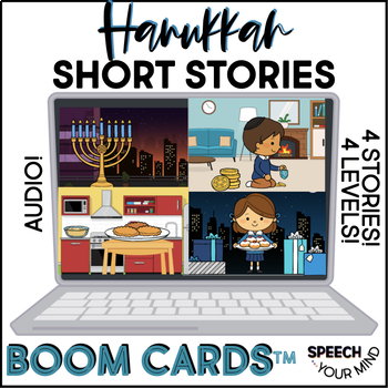 Preview of Hanukkah Short Stories Boom Cards™ | Paragraph Comprehension 