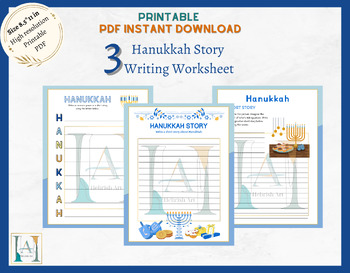 Preview of Hanukkah Story Writing worksheet Report PDF Instant Download