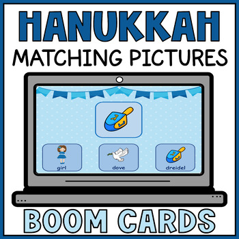 Preview of Hanukkah Symbols Pictures Matching Boom Cards - Special Education - Chanukah