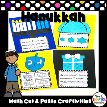 Preview of Hanukkah Themed Cut and Paste Math Crafts