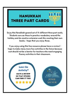 Preview of Hanukkah Three Part Montessori Cultural Cards
