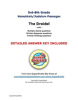 Preview of Hanukkah Traditions: The Dreidel - Reading Comprehension