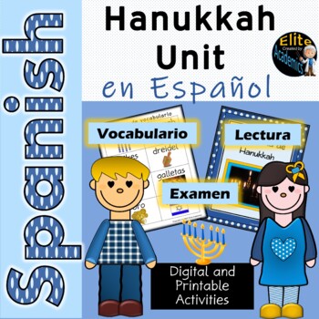 Preview of Hanukkah Unit in Spanish: Janucá- w/ PRINTABLE and DIGITAL activities & Test