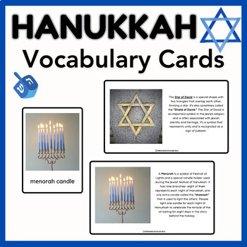 Preview of Hanukkah Vocabulary Picture Cards Flash Cards With REAL Photos