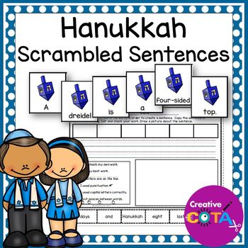 Preview of Occupational Therapy Hanukkah Scrambled Build a Sentence Writing Activities
