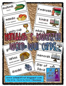 Preview of Hanukkah and Kwanzaa Word Wall Cards