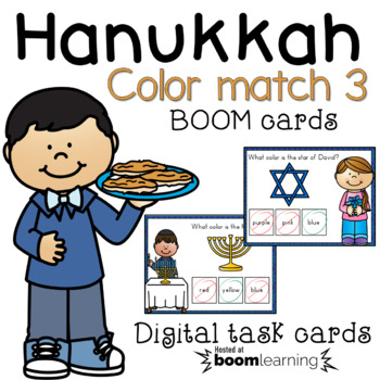 Preview of Hanukkah color matching BOOM cards set 3
