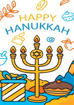 Preview of Hanukkah decorations set of 4 PRINTABLES printable wall art image