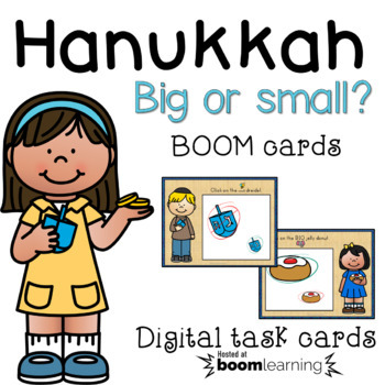 Preview of Hanukkah BOOM cards | digital size sorting activity