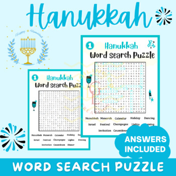 Preview of Hanukkah word search Christmas Holidays Around the World Activities middle 5th