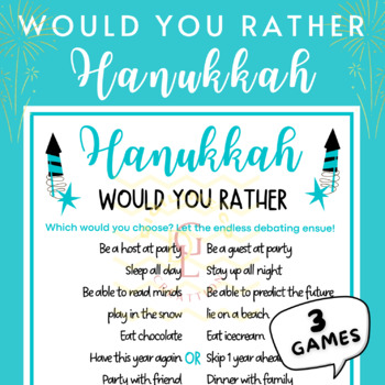 Preview of Hanukkah would you rather December riddle worksheet Reindeer Gingerbread middle
