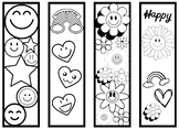 Four Color-in Bookmarks! Happiness Bookmarks: Smiley Faces