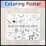 Happy 4th of July Big Coloring Poster - Class Activity, Ho