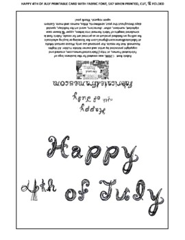 Preview of Happy 4th of July Black Fabric Font Card Printable