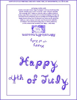 Preview of Happy 4th of July Blue Fabric Font Card Printable